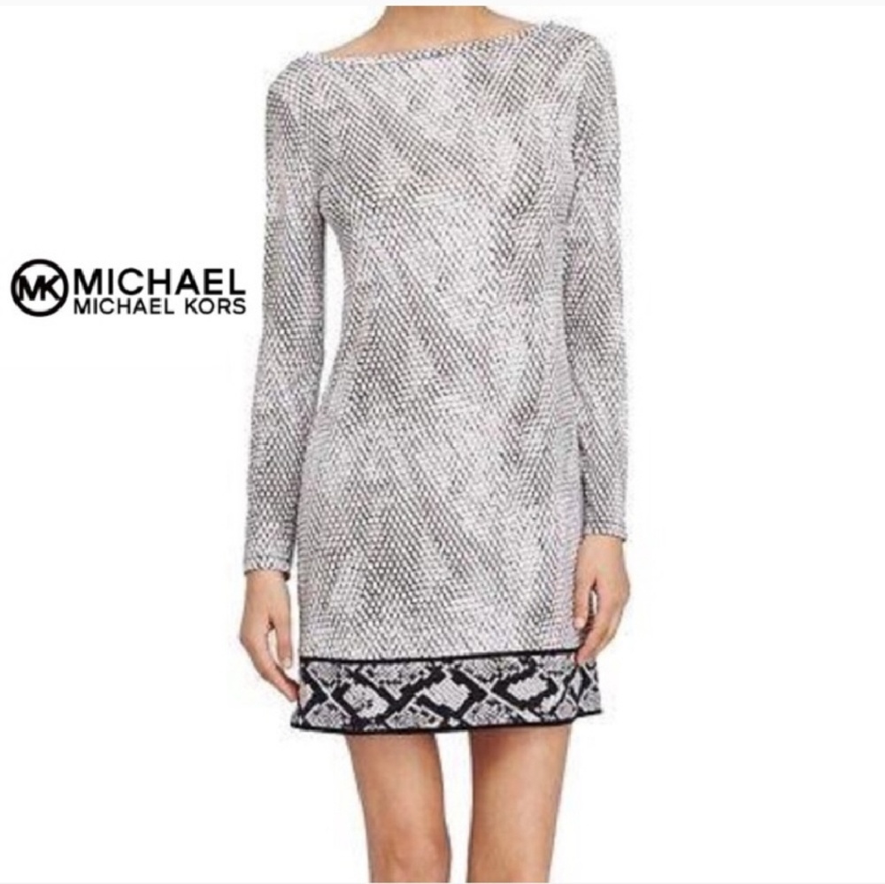 MK snake print boatneck shift dress